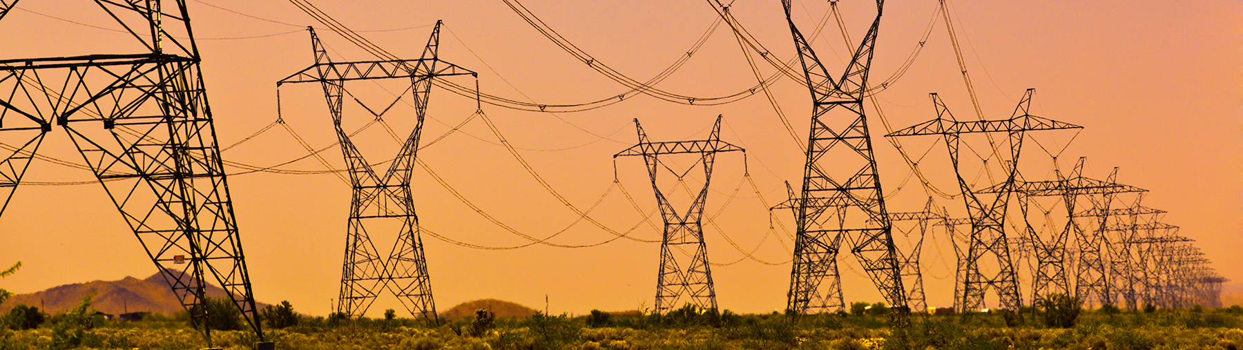 Power lines at sunset