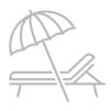 Icon showing a pool chair and beach umbrella