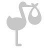 Icon showing a stork (bird) holding a baby